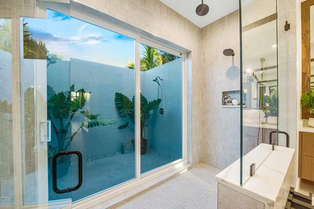 Indoor-outdoor shower