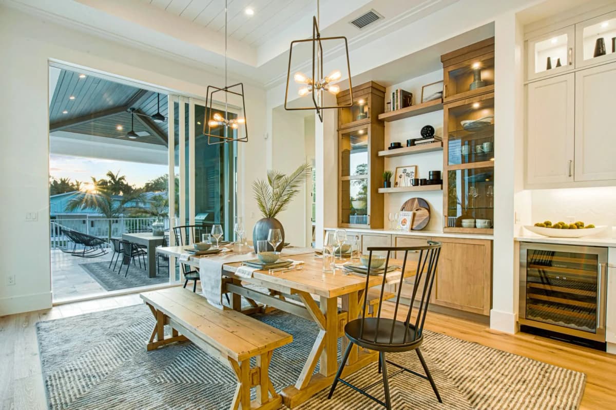 Dining area beside the built-in bar