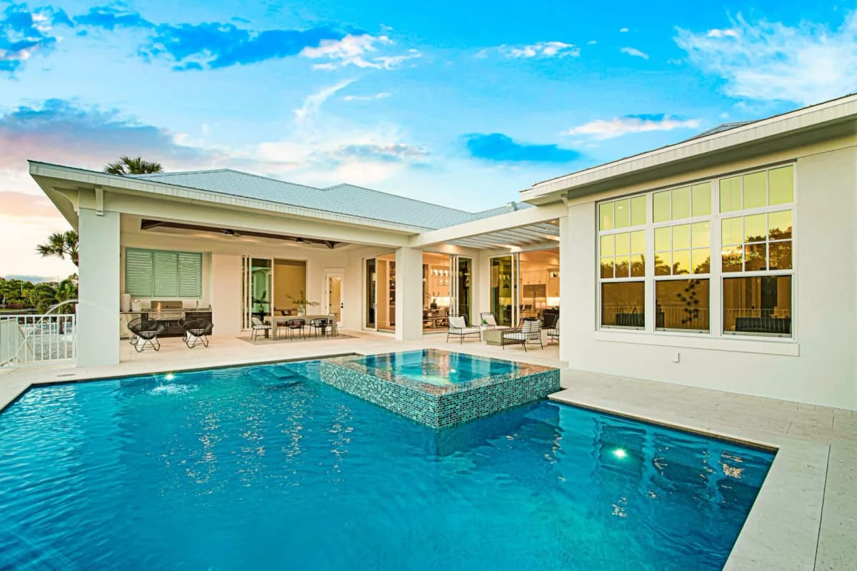 Pool and spa at twilight