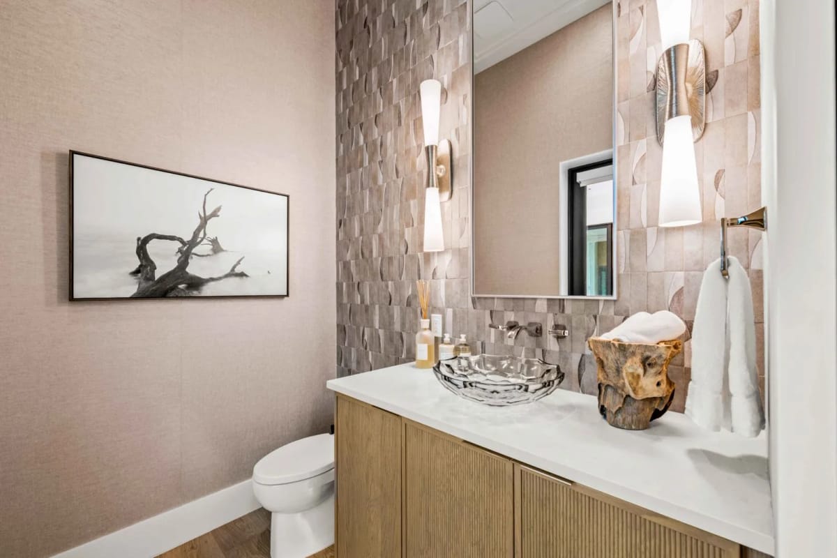 Powder room with designer finishes