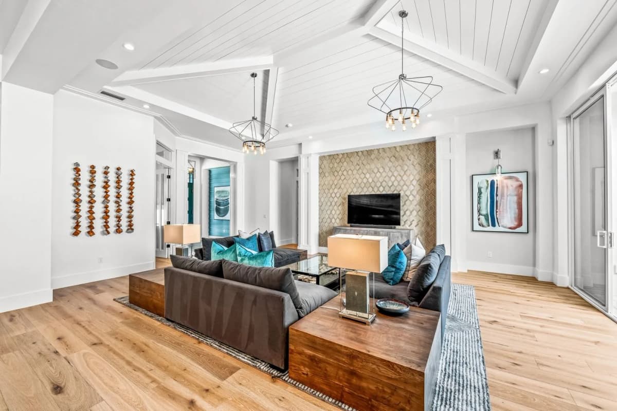 Family room with feature wall