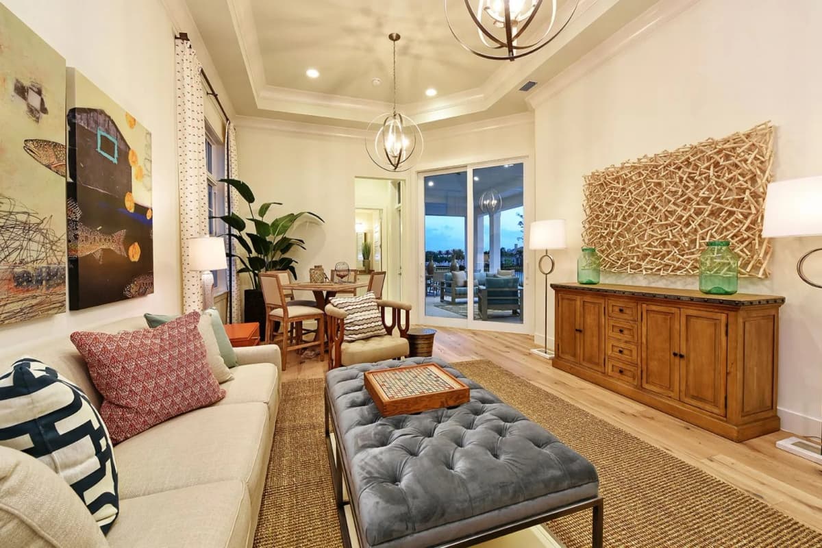 Living area with sliding glass doors