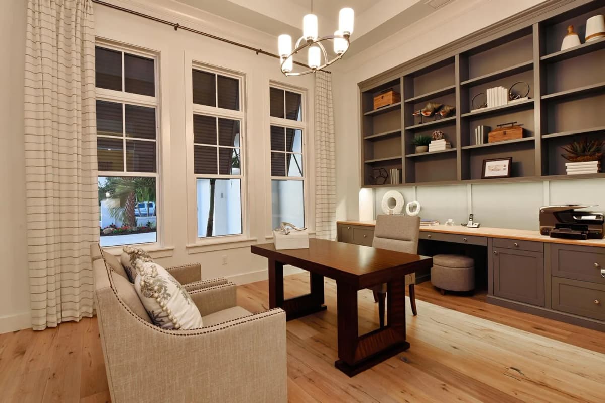 Study with built-in shelving