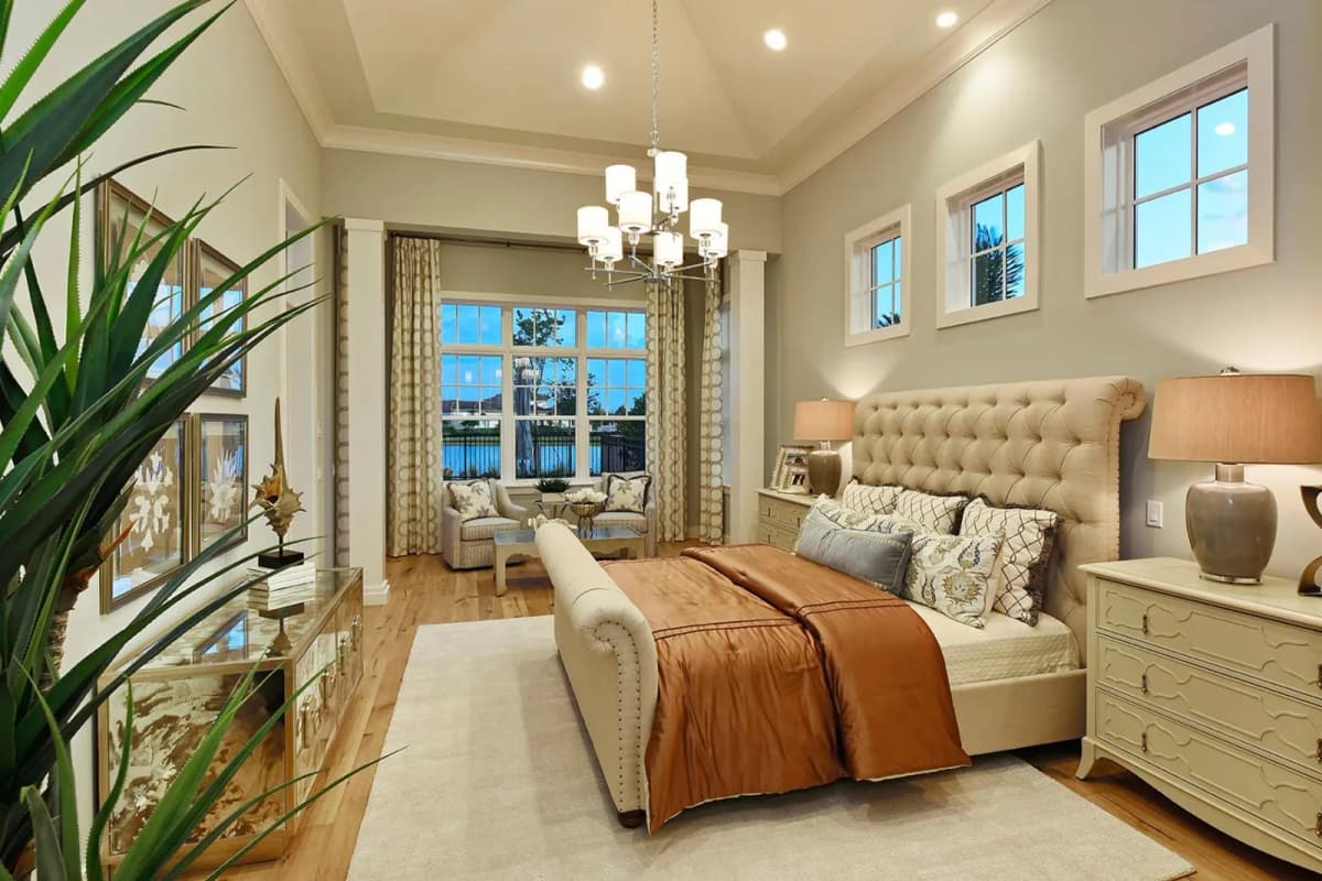 Primary bedroom with water views