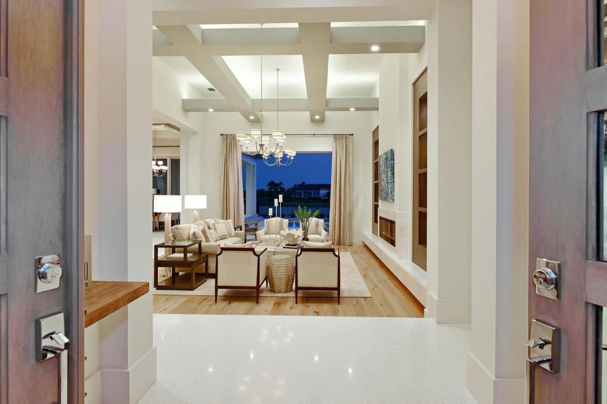 View through the foyer to the living room