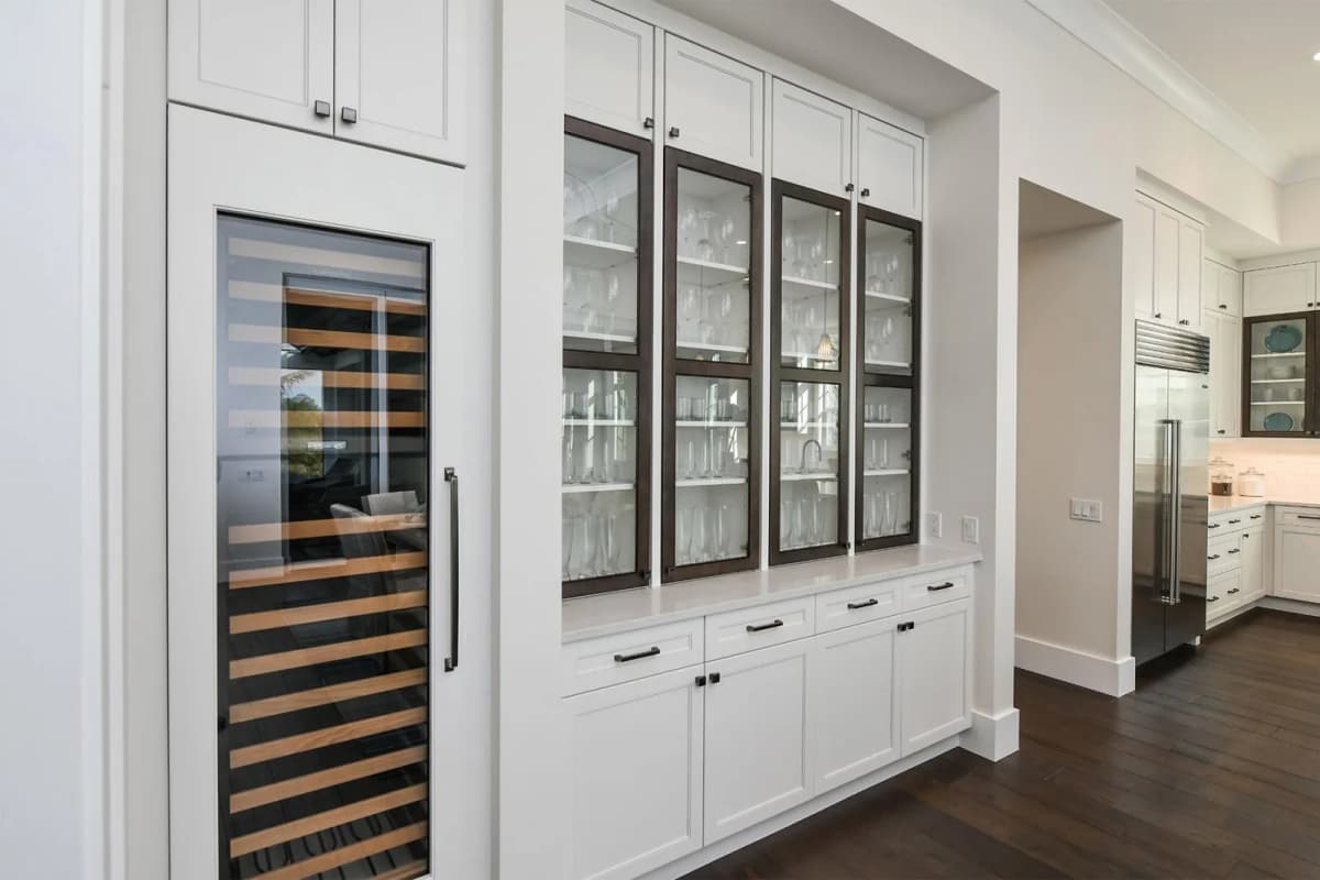 Built-in cabinetry with climate-controlled wine display