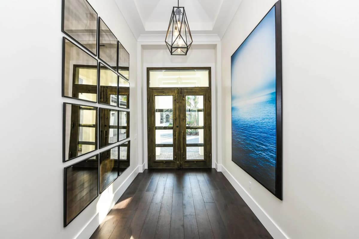 Entry foyer with glass double doors