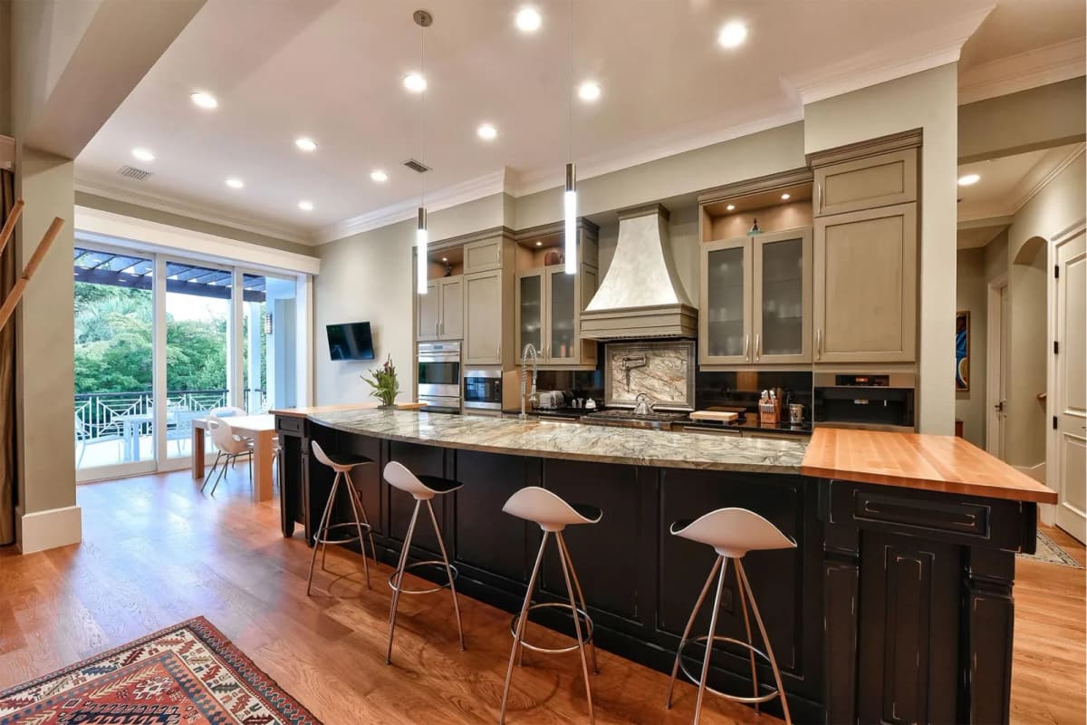 Kitchen with imported Italian stone countertops